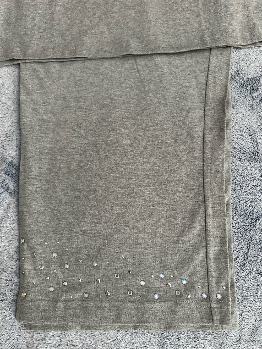 Quacker Factory Grey Rhinestone Embellished Pajama Set - Picture 4 of 5